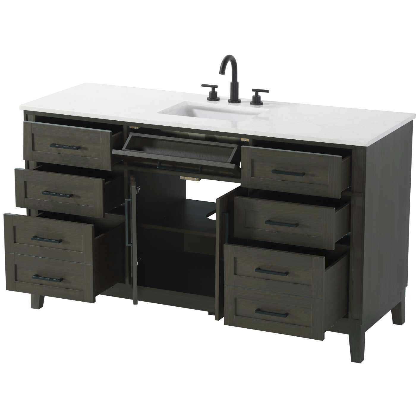 Virginia 60 X 35 inch Mocha Brown Bathroom Vanity Cabinet