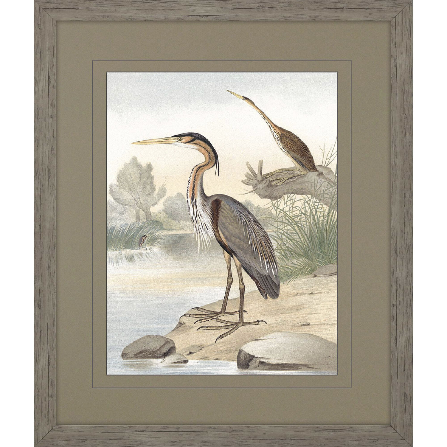 Along the Shores Green and Gray and Brown and Blue Framed Art, Propac