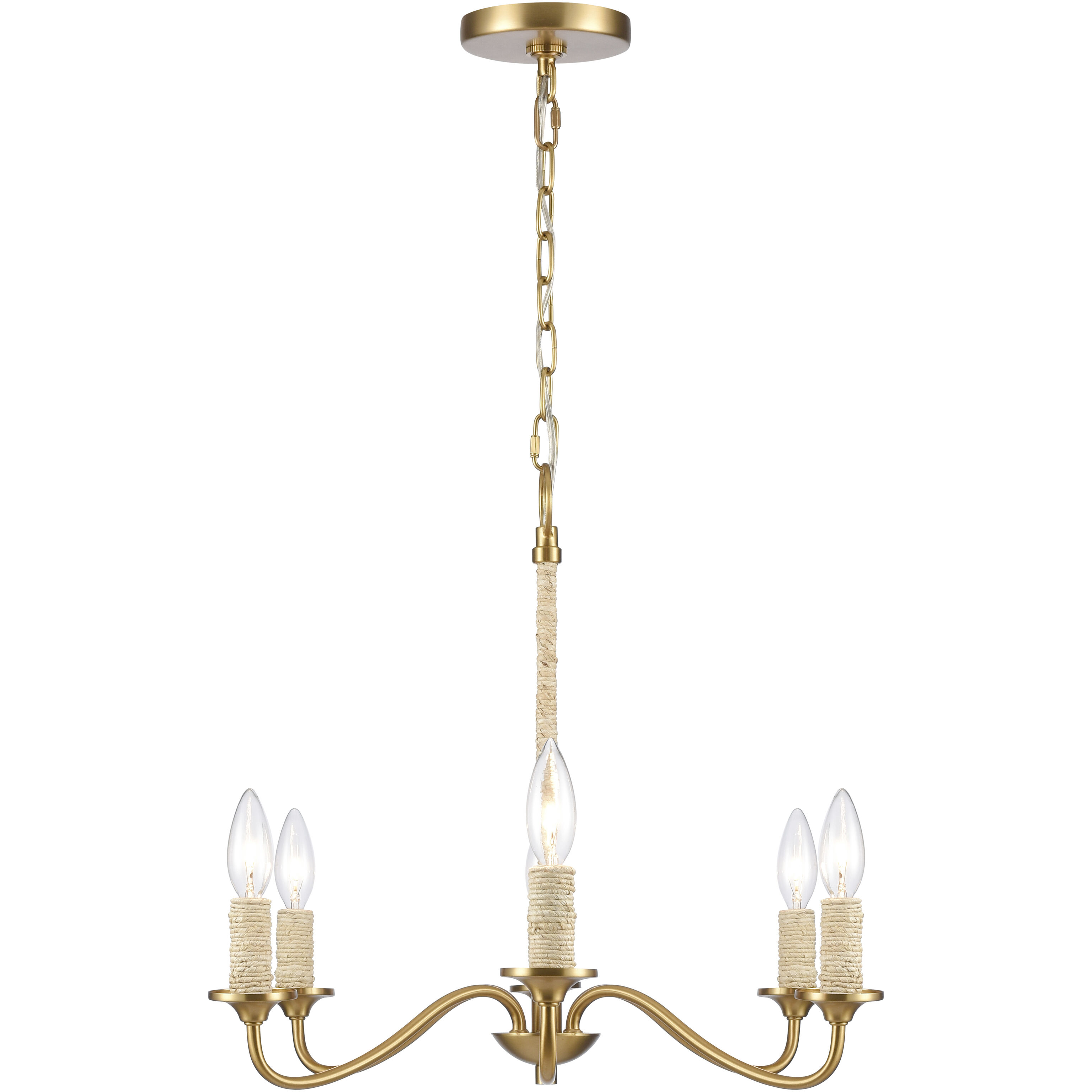 Abaca 6 Light 32 inch Brushed Gold Chandelier Ceiling Light
