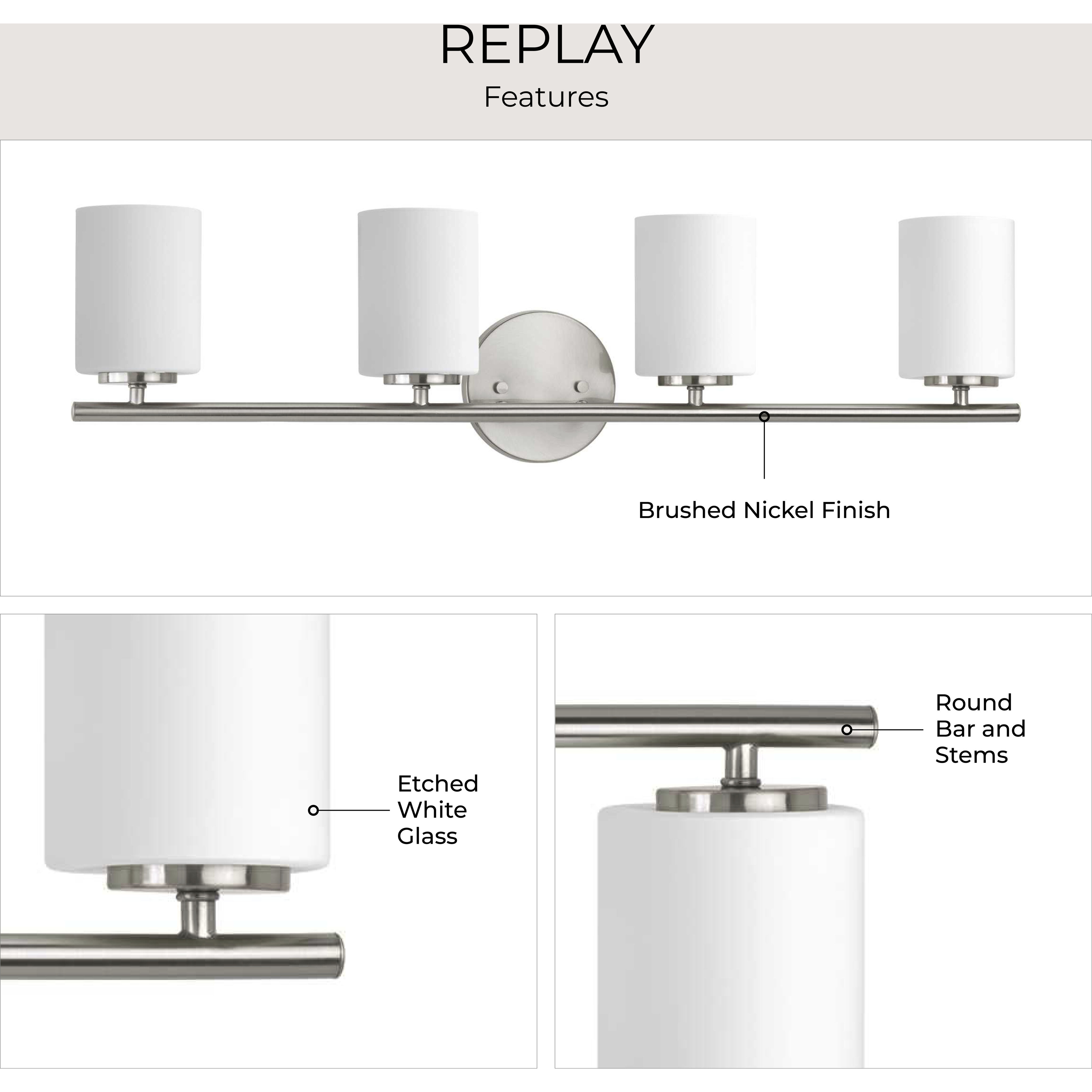 Replay 4 Light 31.13 inch Brushed Nickel Bath Vanity Wall Light