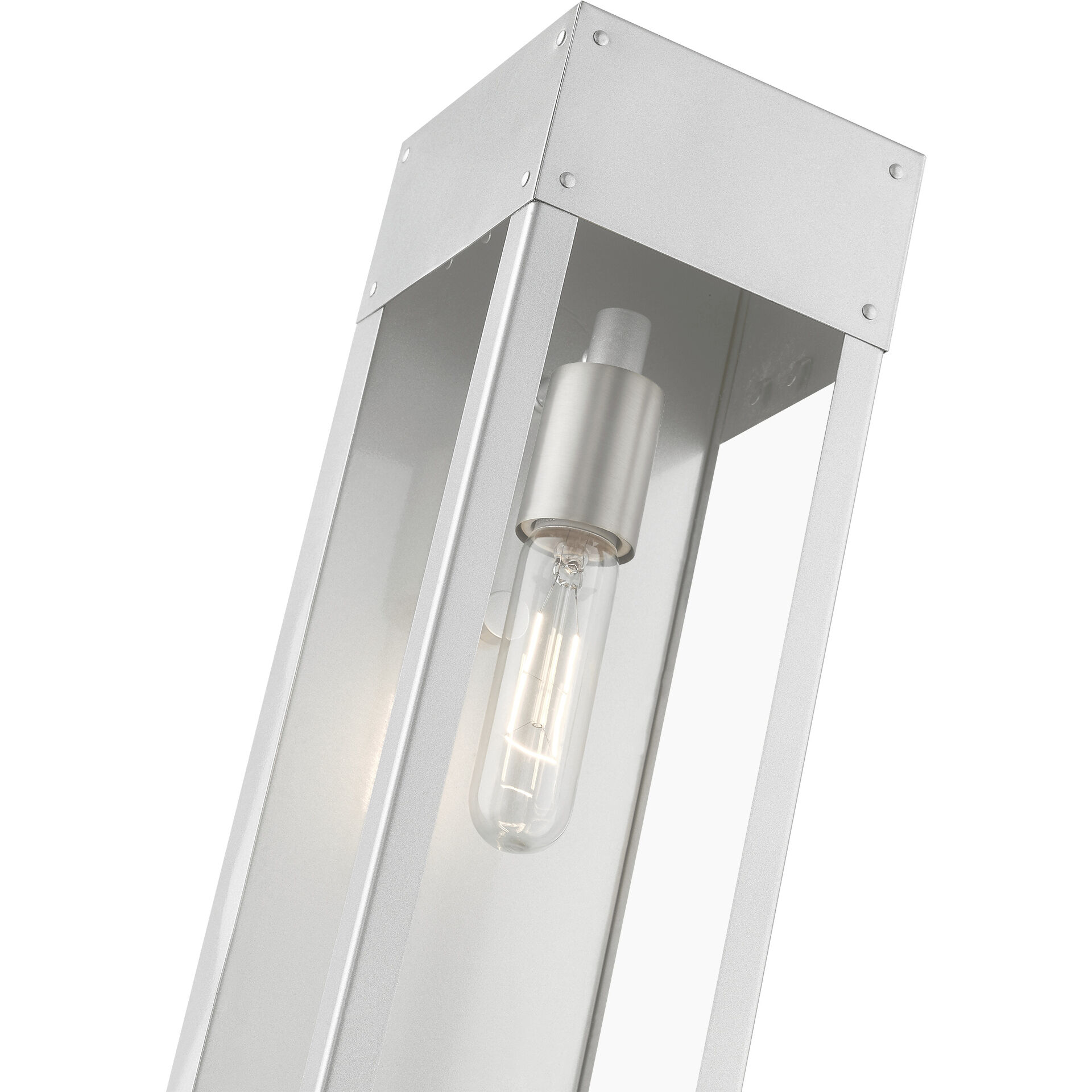 Barrett 1 Light 15 inch Painted Satin Nickel with Brushed Nickel Candle Outdoor Wall Lantern