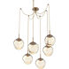 Aster LED 18.7 inch Novel Brass Swag Multi-Pendant Ceiling Light in 3000K LED, Zircon Inner - Amber Outer