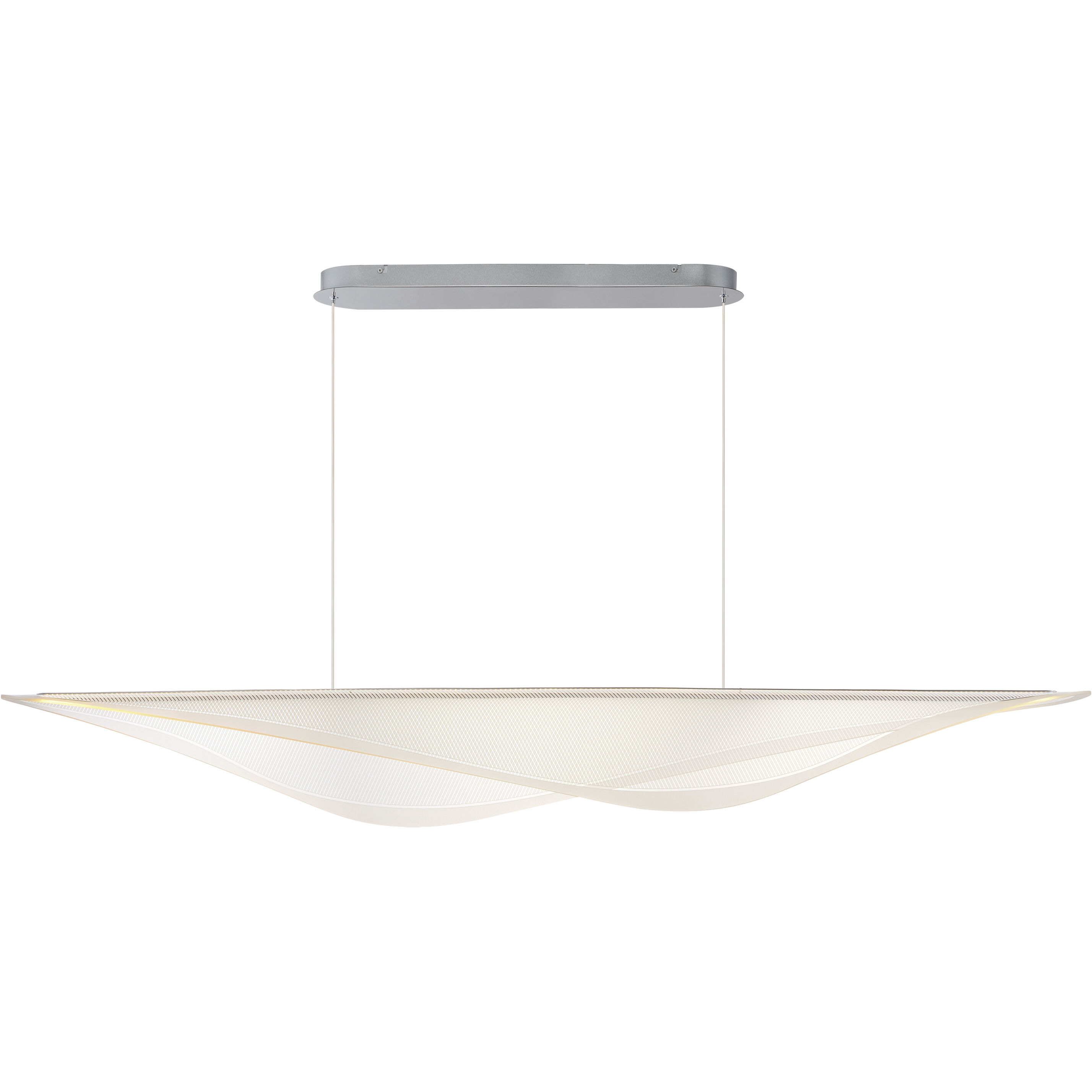 Manta Linear Pendant Ceiling Light in Polished Chrome, Clear Ribbed