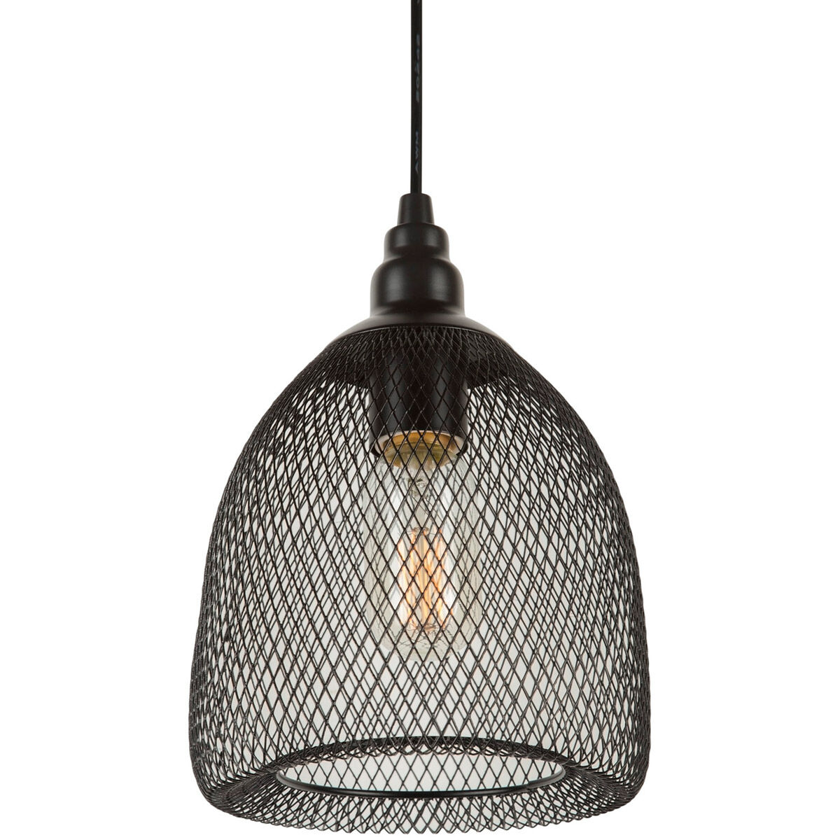 Mesh 1 Light 7 inch Black Industrial Mesh Cage Pendant Ceiling Light