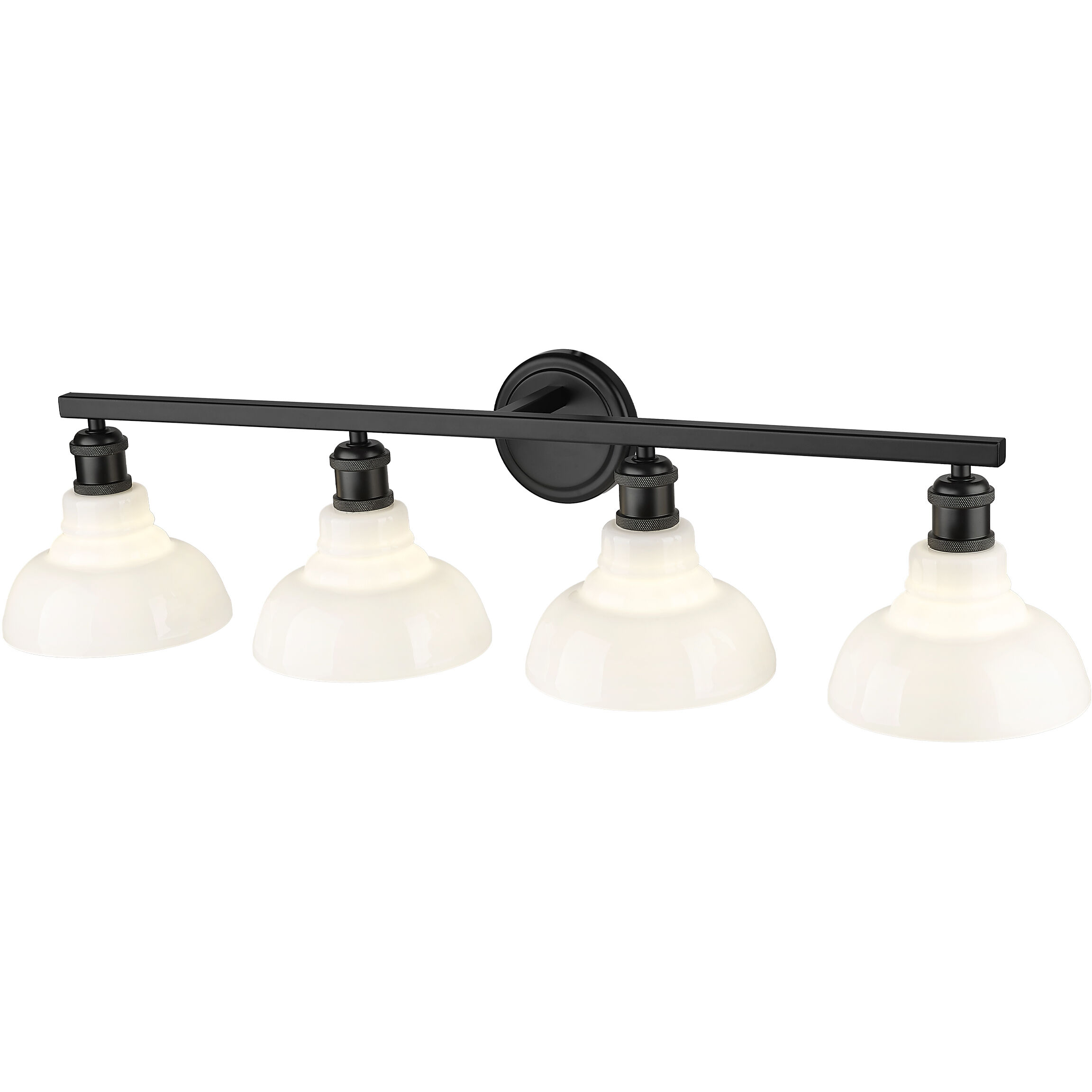 Yep Carver Vanity Wall Light in Matte Black, Vintage Milk Glass