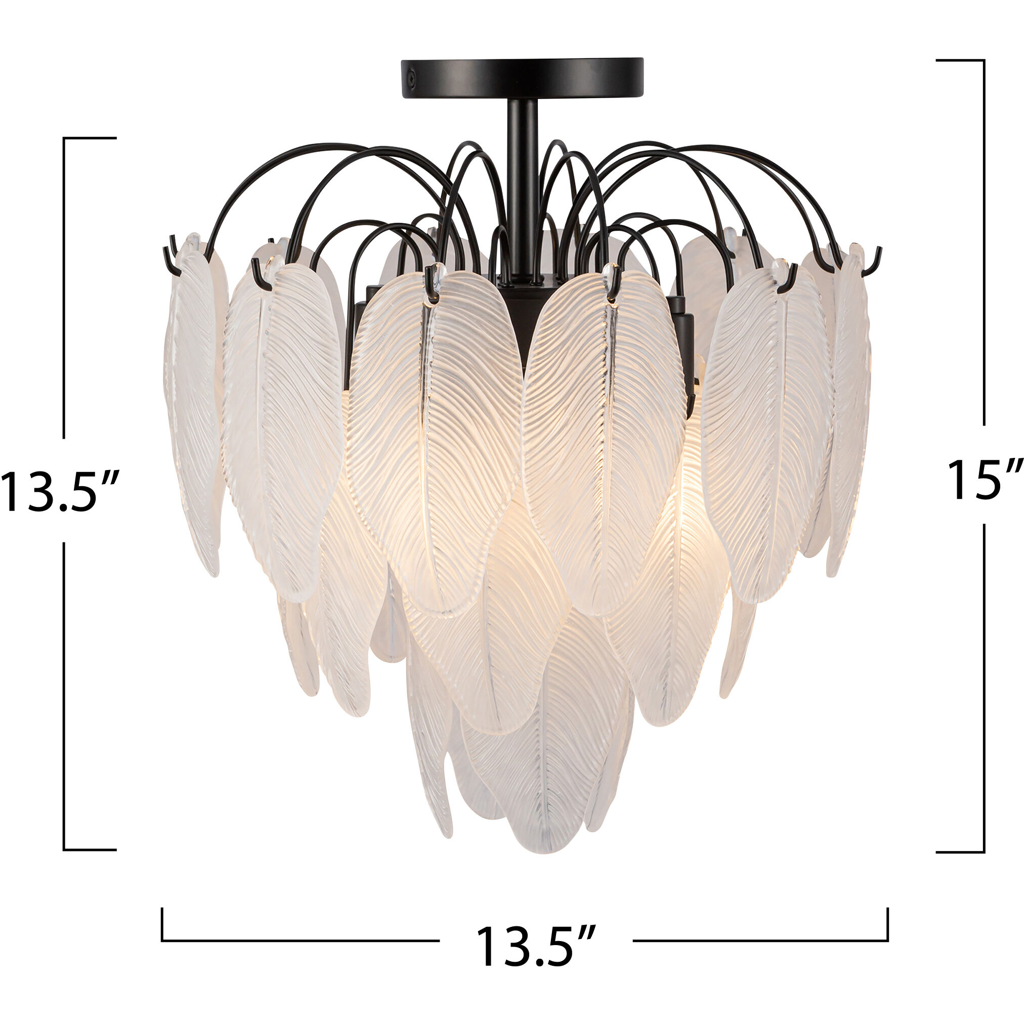 Alessia 4 Light 13.6 inch Black and White Semi Flush Mount Ceiling Light