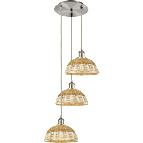 Ballston Bristol Natural II 3 Light 15.5 inch Brushed Satin Nickel Multi Pendant Ceiling Light