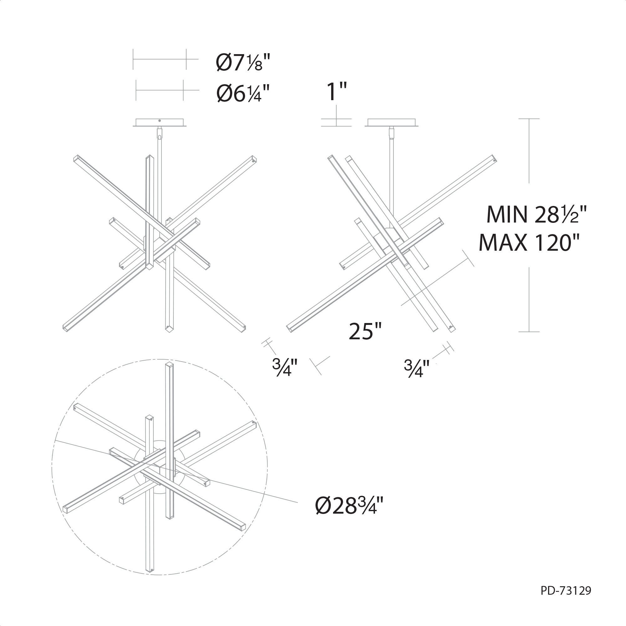 Parallax LED 28.75 inch Aged Brass Pendant Ceiling Light, dweLED