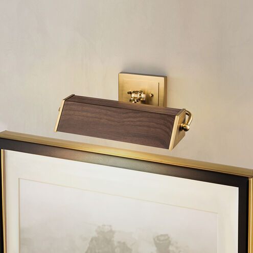 Cade 80 watt 16 inch Wood Finish with Brush Brass Picture Light Wall Light