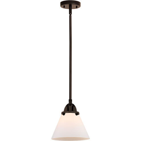 Nouveau 2 Large Cone LED 8 inch Oil Rubbed Bronze Mini Pendant Ceiling Light in Matte White Glass