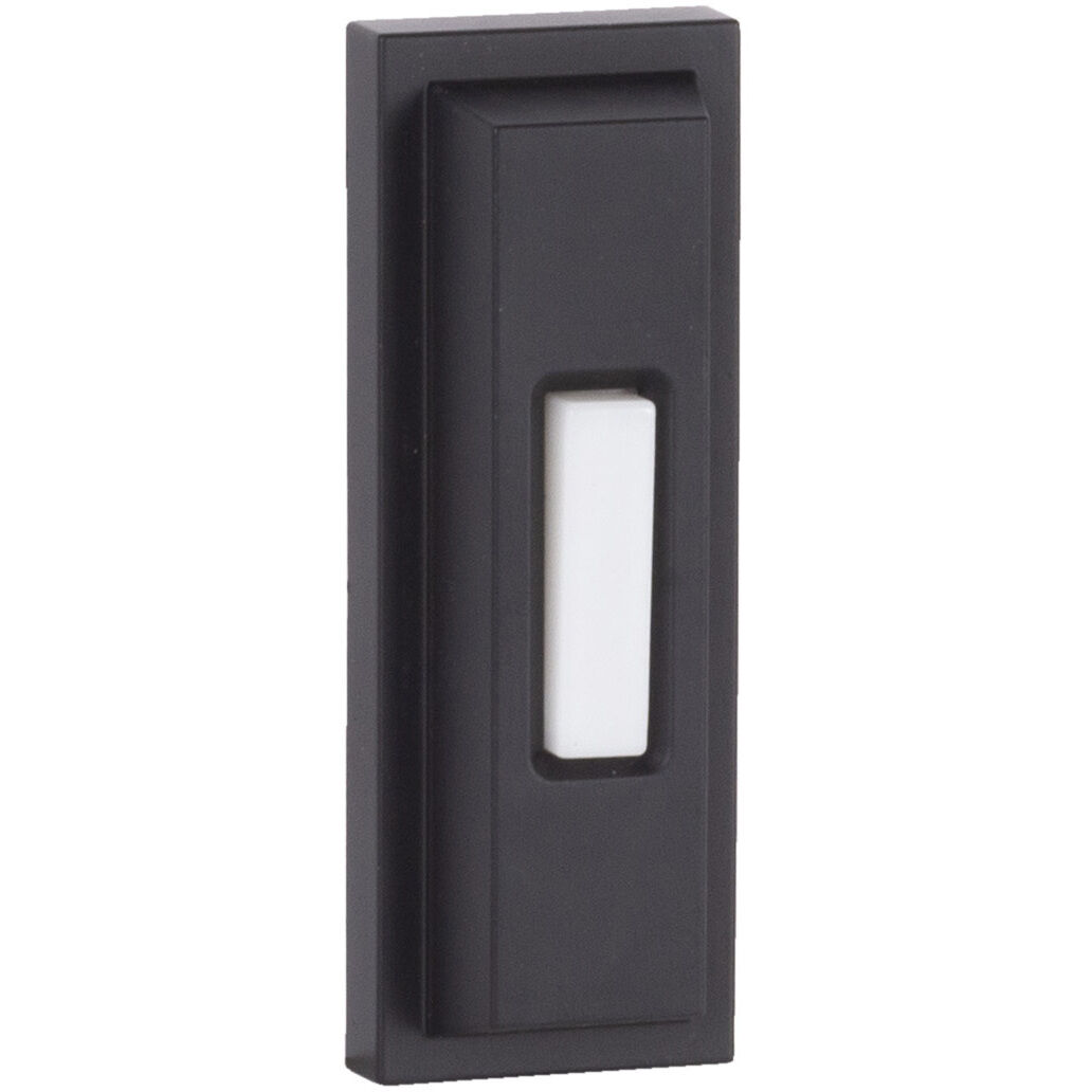 Beveled Rectangle Flat Black Push Button