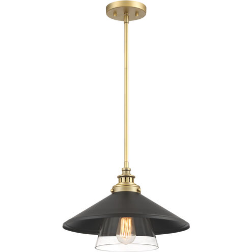 Segan 1 Light 15 inch Coal & Soft Brass (Painted) Mini Pendant Ceiling Light, Outdoor