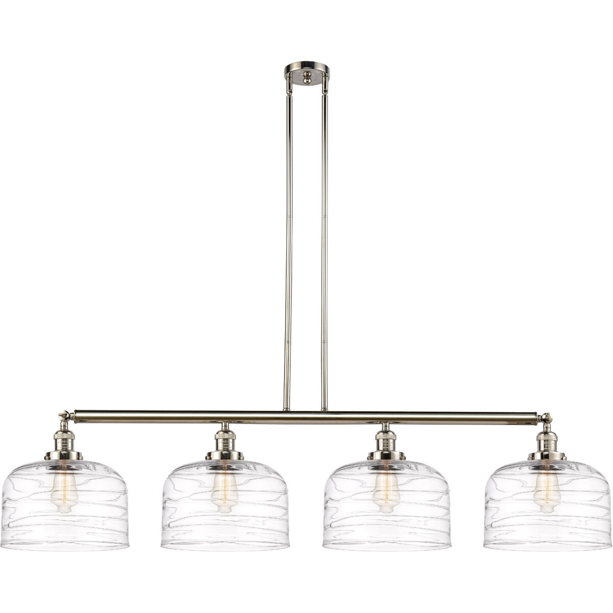 Franklin Restoration Bell LED 54 inch Polished Nickel Island Light Ceiling Light in Clear Deco Swirl Glass