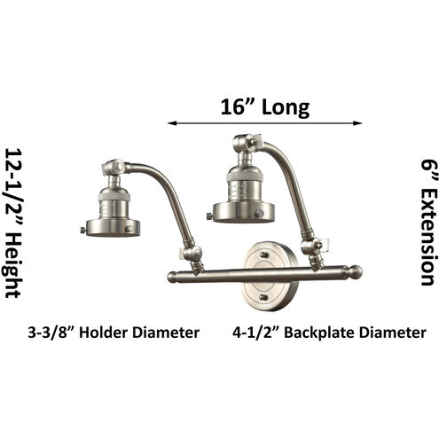 Franklin Restoration Geneseo 2 Light 18 inch Brushed Satin Nickel Bath Vanity Light Wall Light, Franklin Restoration