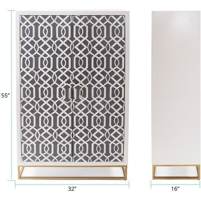 Arrouge White and Gray with Gold Cabinet, Tall