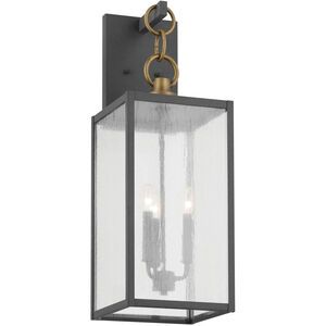 Lahden 3 Light 26 inch Weathered Zinc Outdoor Wall Sconce, Large