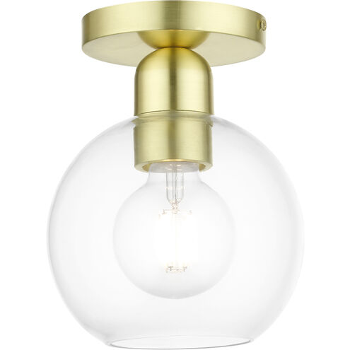 Downtown 1 Light 7 inch Satin Brass Semi-Flush Ceiling Light, Sphere