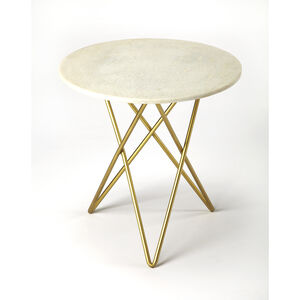 Butler Loft Quantum White Marble 21 X 21 inch Marble & Metal Accent Table