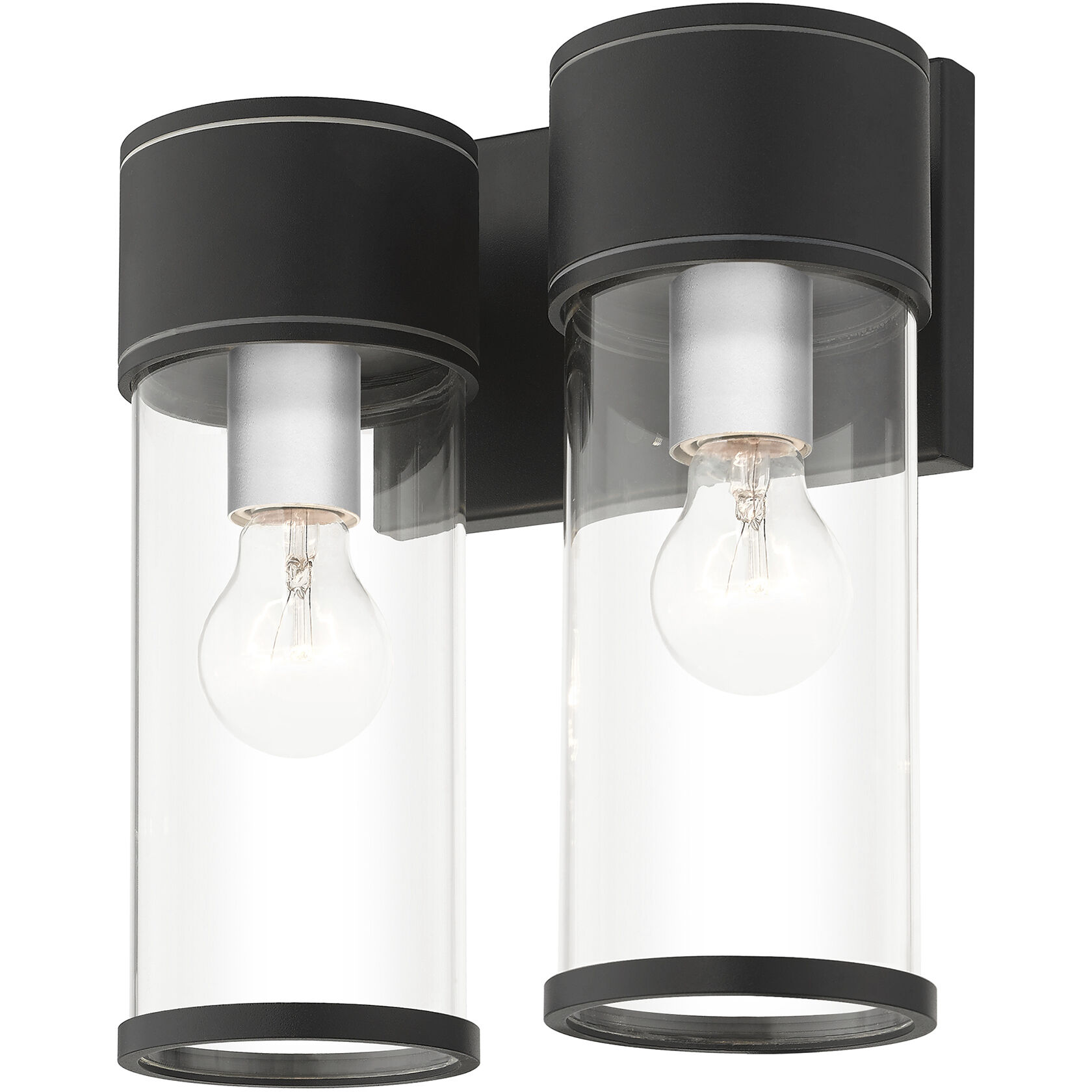 Atlantic 2 Light 10.25 inch Textured Black with Antique Silver Finish Accents Outdoor Large Wall Lantern Wall Light