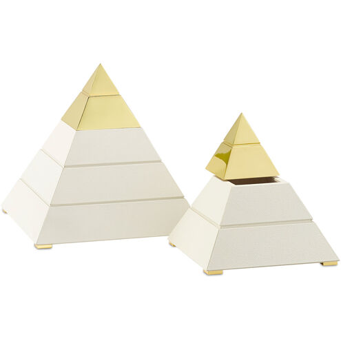 Mastaba White/Polished Brass Pyramid, Large