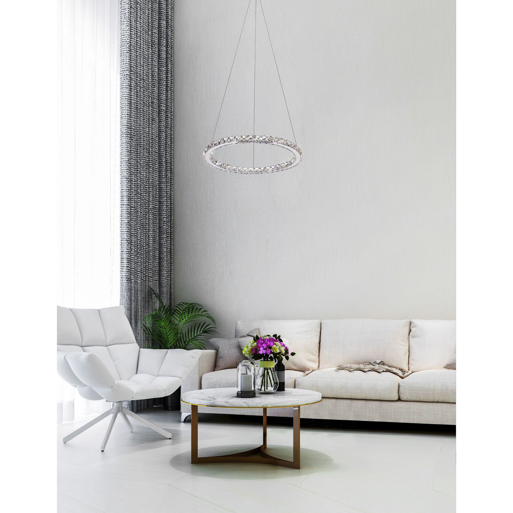 Ring LED 24 inch Chrome Chandelier Ceiling Light
