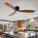 Ventiara 52 inch Coal with Distressed Koa Blades Flush Mount Indoor/Outdoor Ceiling Fan
