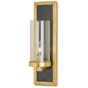 Charade 1 Light 5 inch Contemporary Gold Leaf/Black Penshell Crackle Wall Sconce Wall Light
