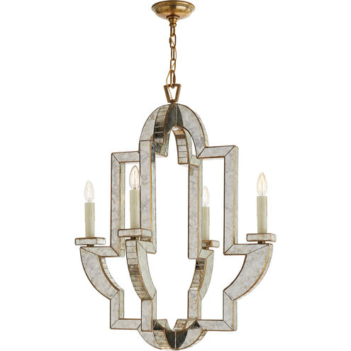 Niermann Weeks Lido 4 Light 25.5 inch Antique Mirror with Antique Brass Chandelier Ceiling Light, Medium
