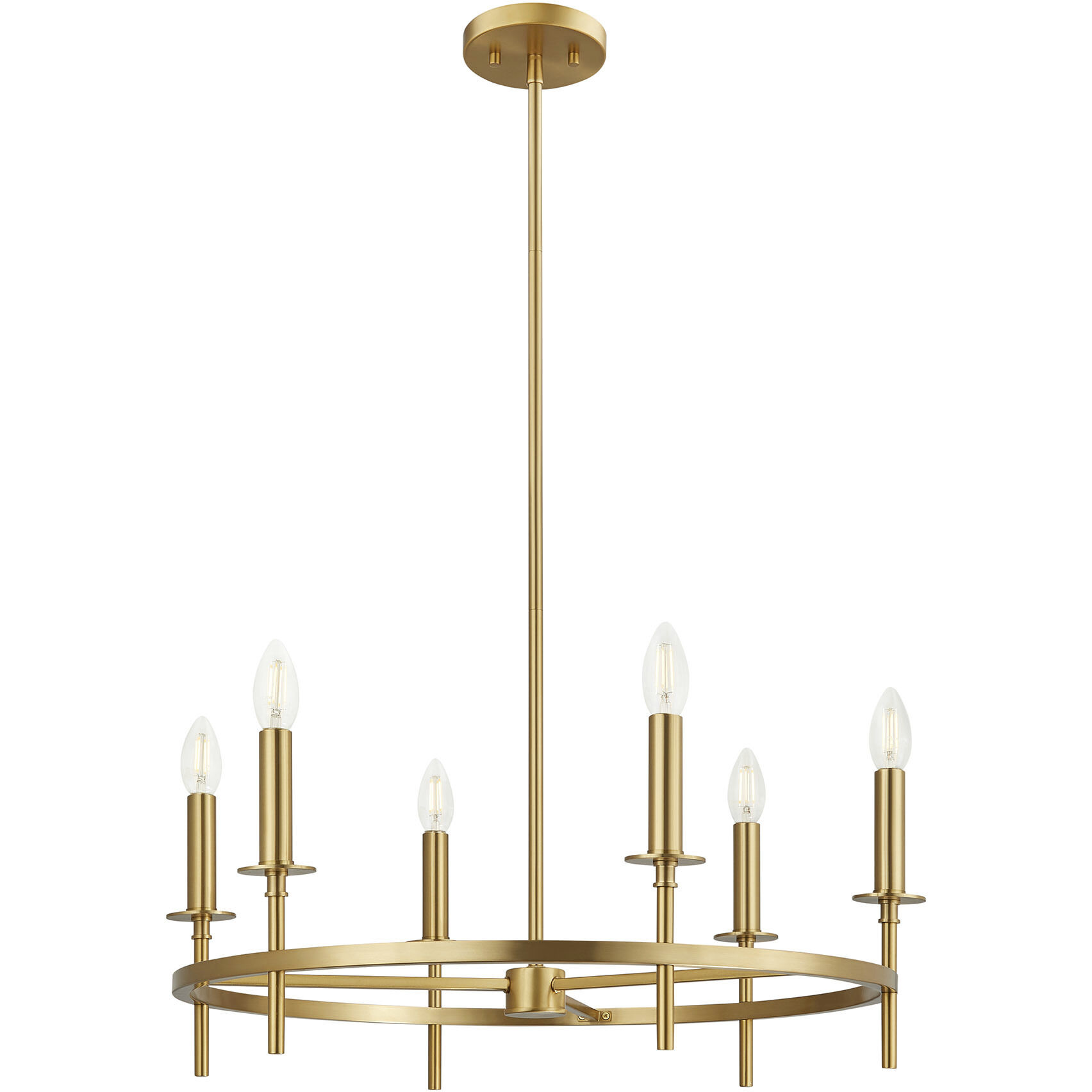 Contemporary 4 Light 30 inch Natural Brass Chandelier Ceiling Light