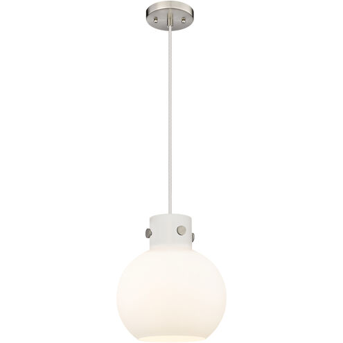 Downtown Urban Newton Sphere 1 Light 10 inch Satin Nickel Mini Pendant Ceiling Light in Matte White