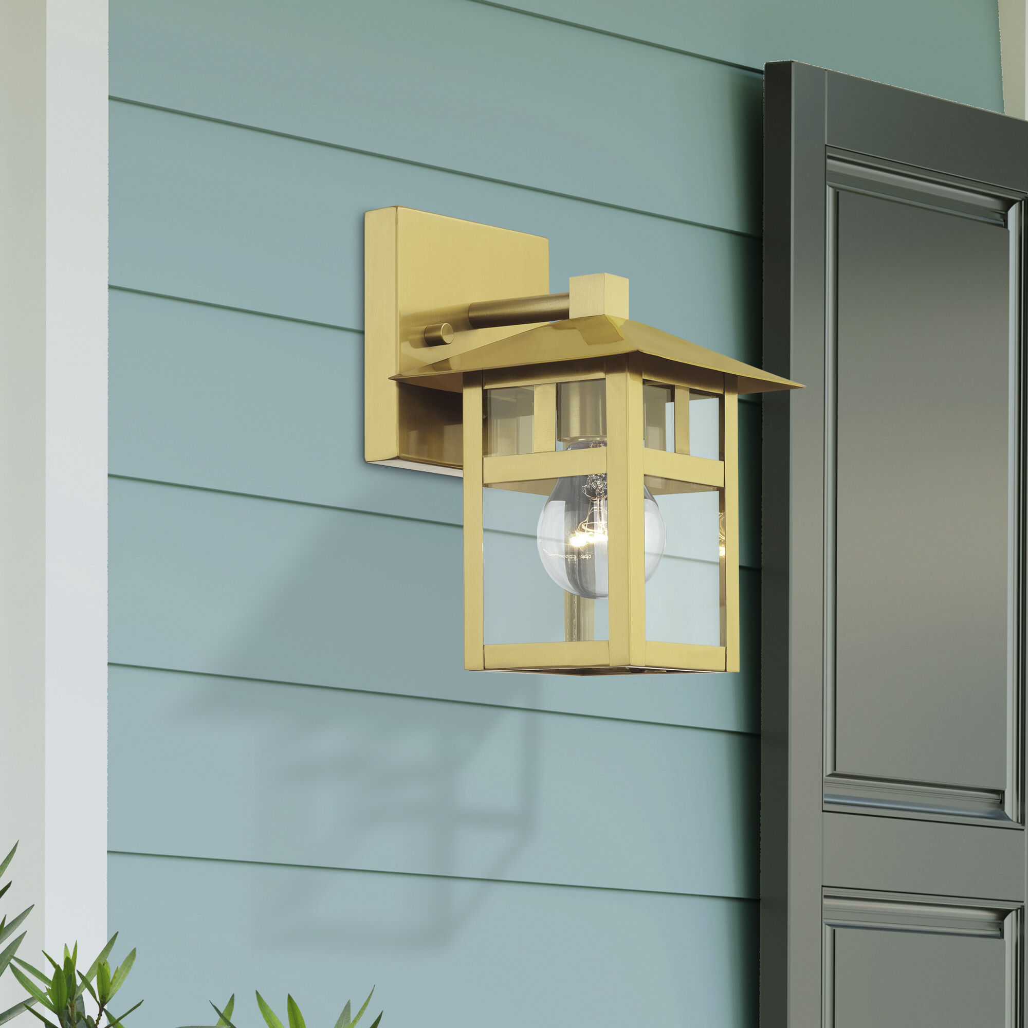 Crestlake 1 Light 8.5 inch Satin Gold Outdoor Wall Lantern