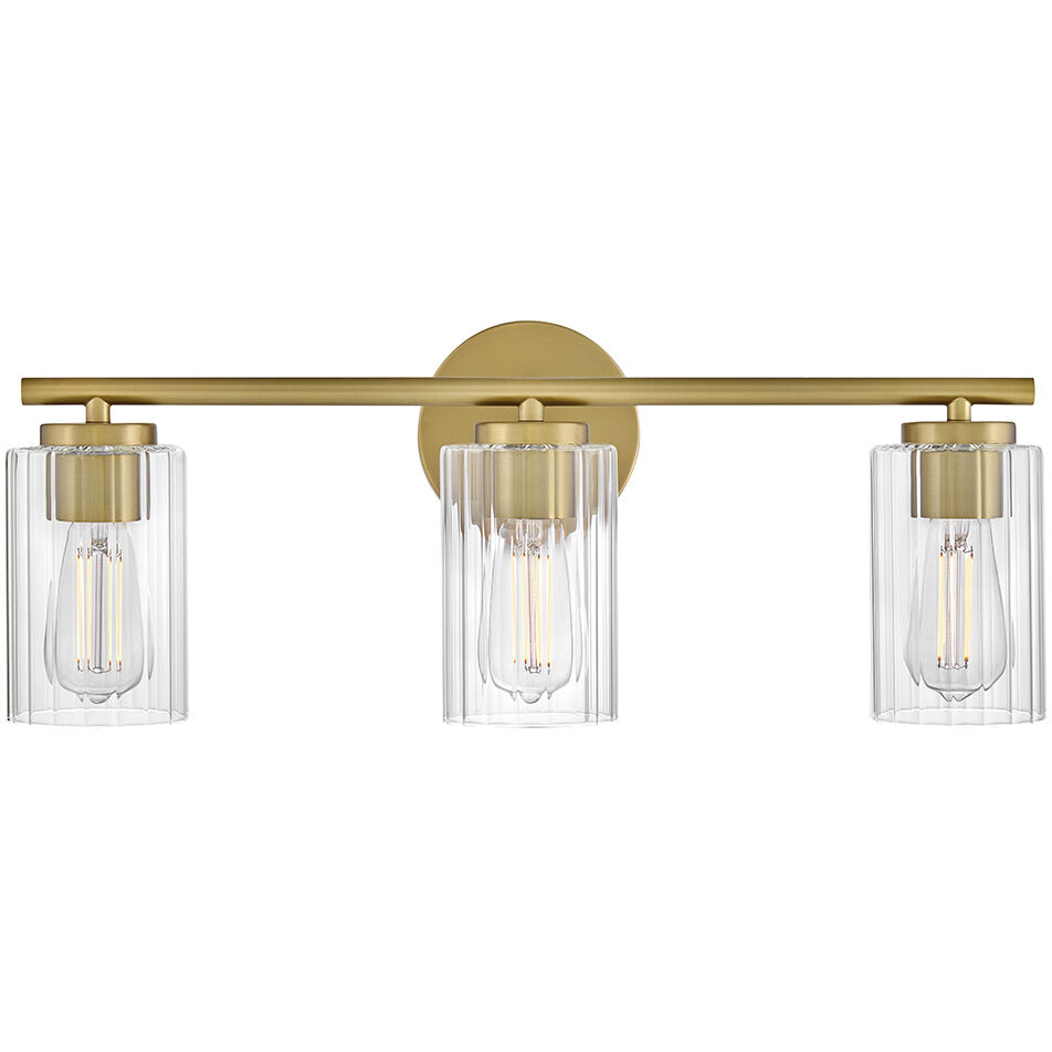 Leta 3 Light 22.75 inch Lacquered Brass Bath Light Wall Light