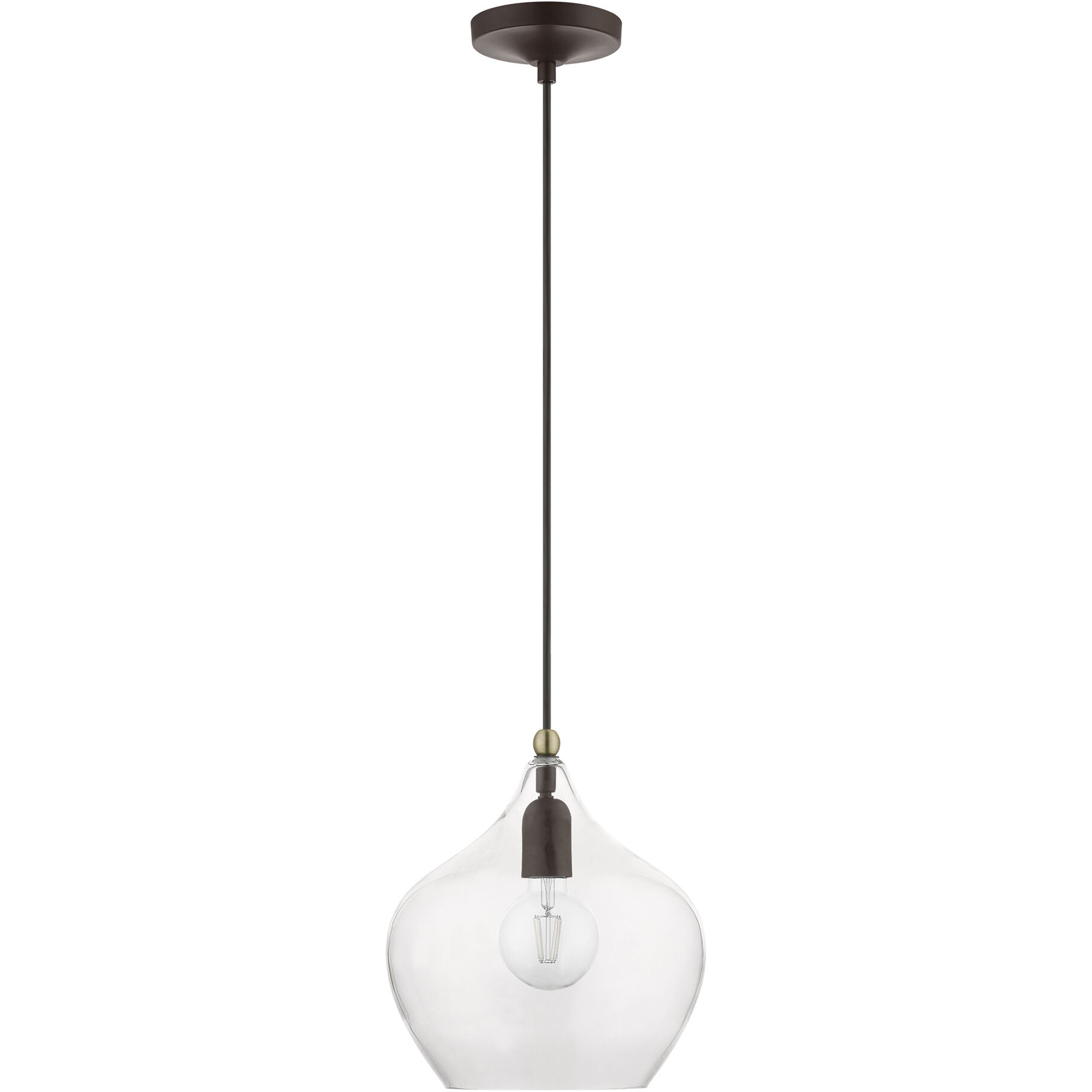 Aldrich 1 Light 9.75 inch Bronze with Antique Brass Accent Pendant Ceiling Light