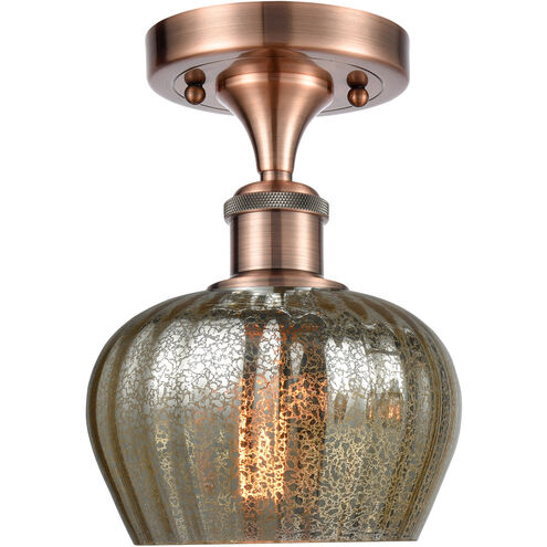 Ballston Fenton 1 Light 7 inch Antique Copper Semi-Flush Mount Ceiling Light in Mercury Glass, Ballston