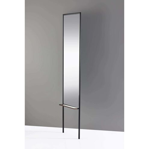 Monty 65 X 15 inch Black with Walnut Paper Veneer on MDF shelf Leaning Mirror