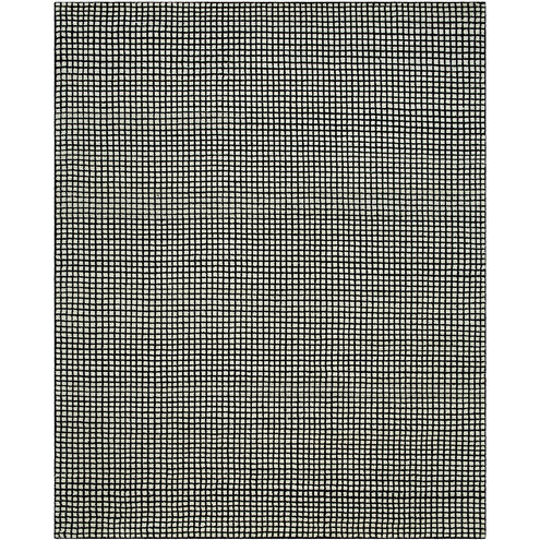 Damier 120 X 96 inch Cream / Black Handmade Rug in 8 x 10