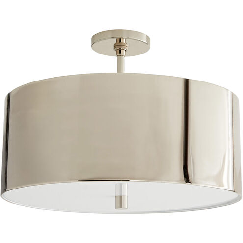 Tarbell 3 Light 20 inch Polished Nickel Semi-Flush Mount Ceiling Light, Essential Lighting