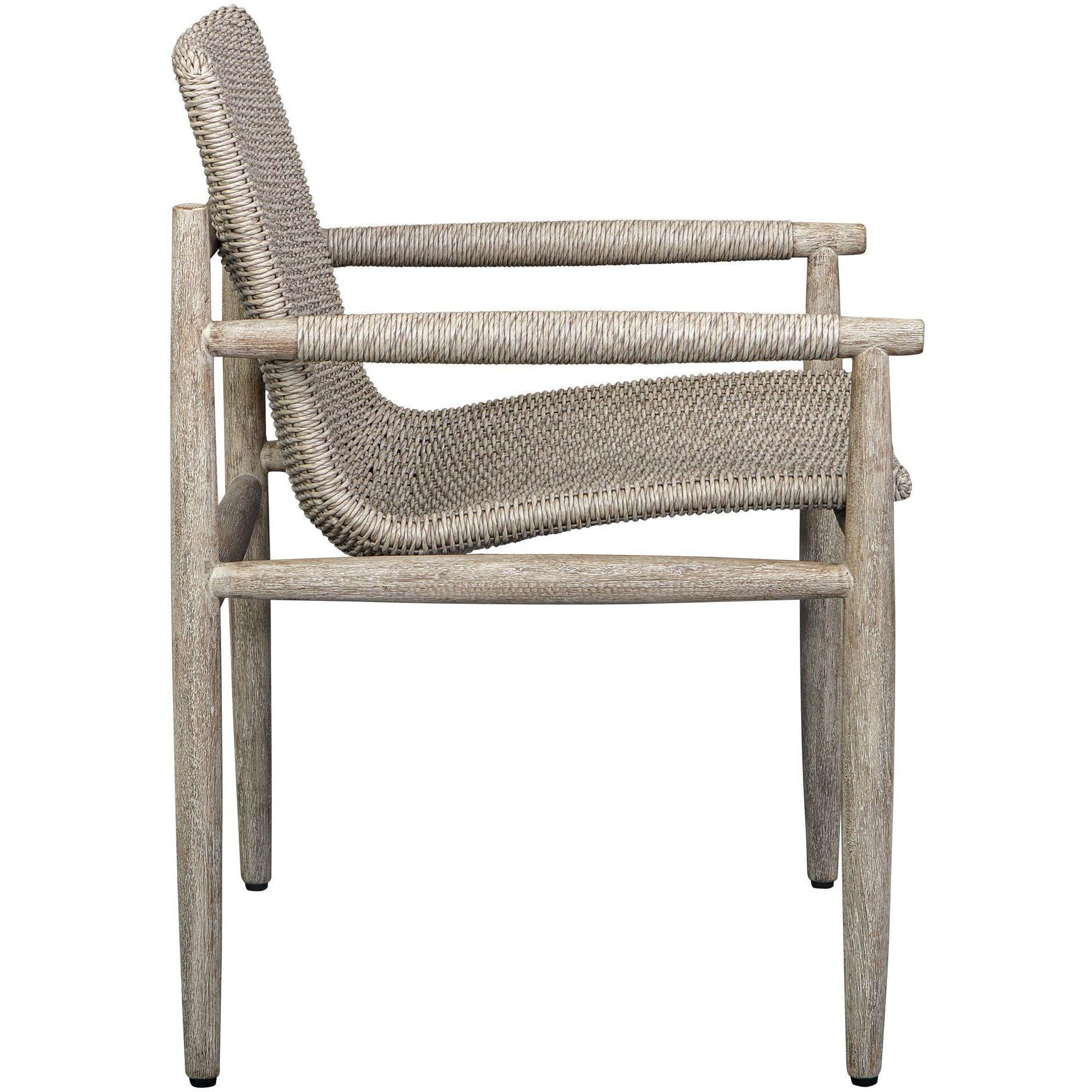 Sumba Light Gray and Cerused Wheat Mahogany Wood Outdoor Dining Chair