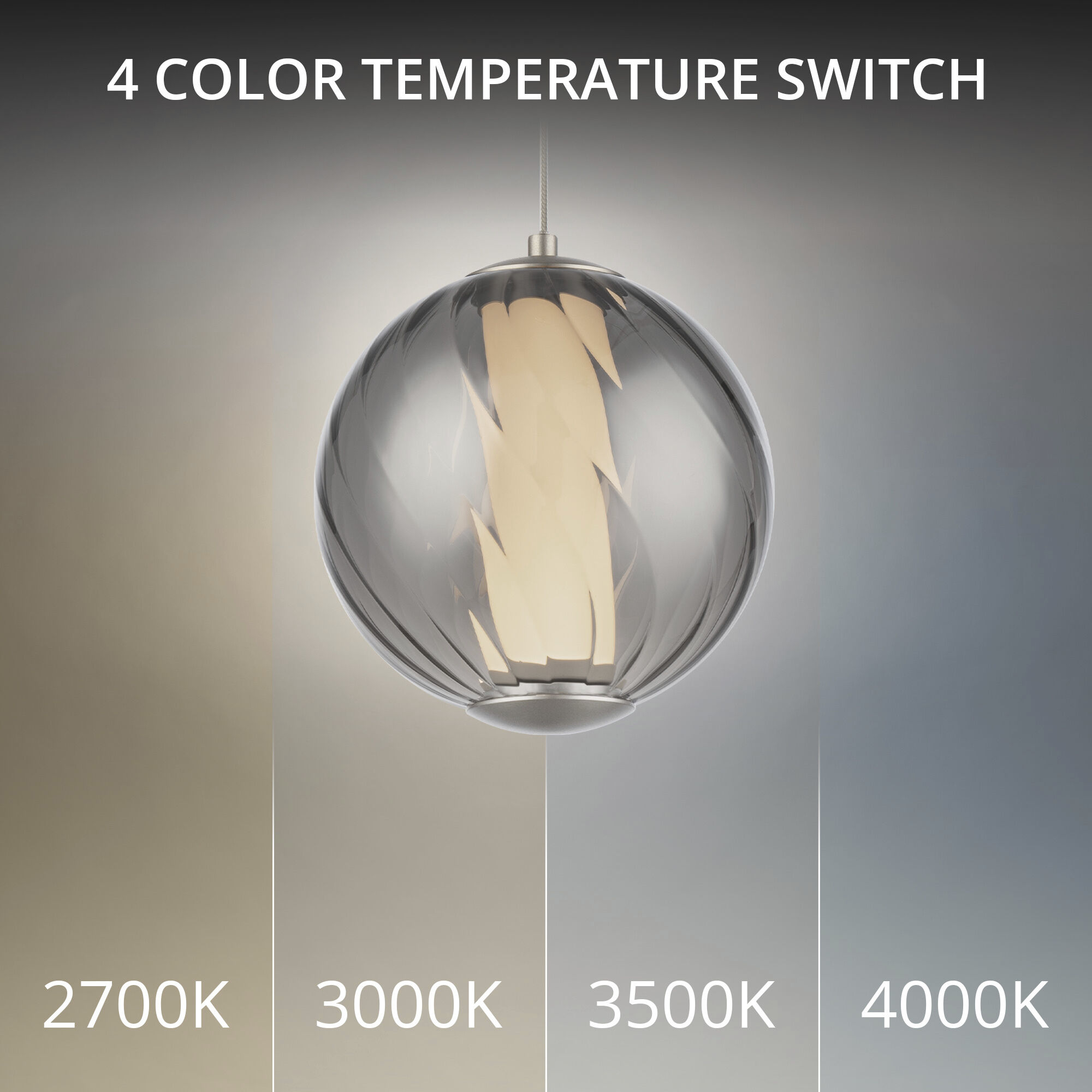 Swirly LED 5.9 inch Smoke Glass and Brushed Nickel Indoor Hanging Lighting Ceiling Light in 3500K