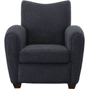 Teddy Slate Gray Faux Shearling and Walnut Stained Wood Accent Chair