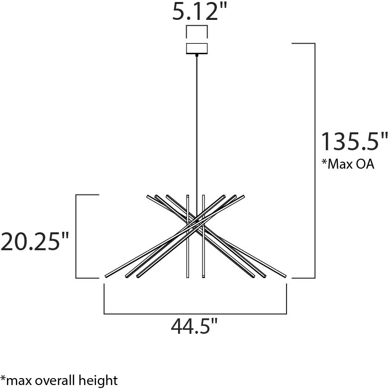 Alumilux Aster LED 44.5 inch Satin Aluminum Multi-Light Pendant Ceiling Light