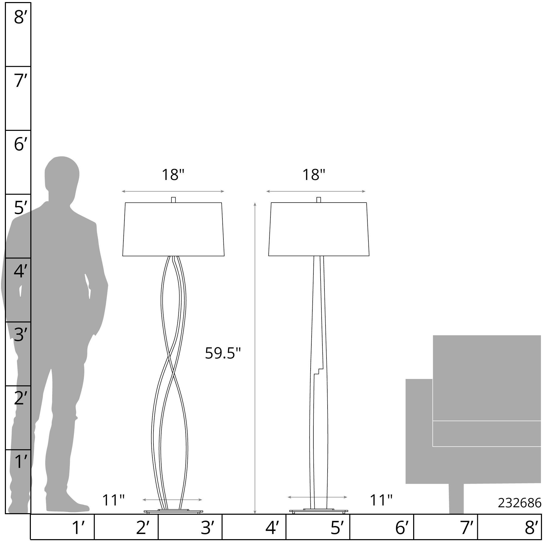 Almost Infinity 59.5 inch 150 watt Natural Iron Floor Lamp Portable Light in Flax