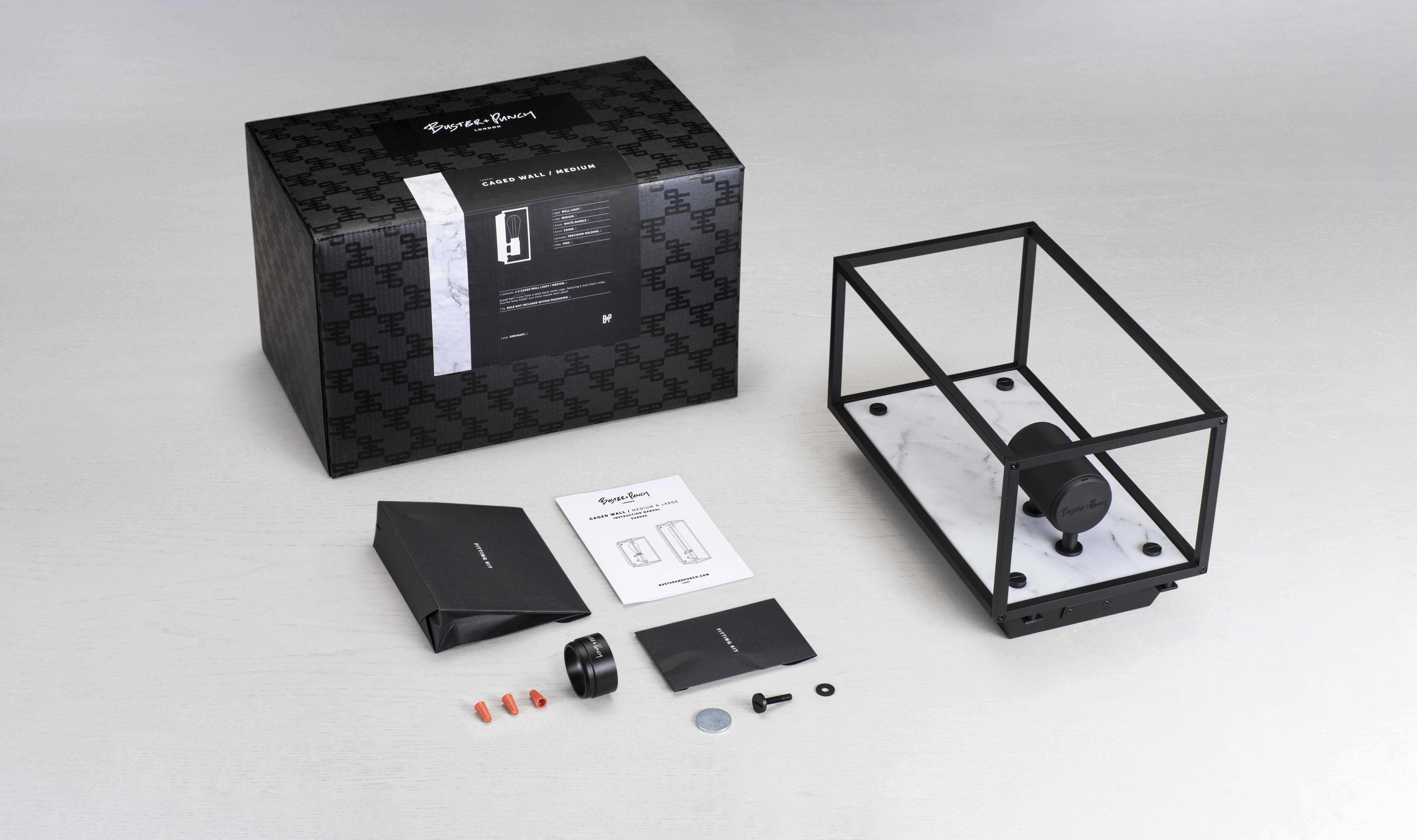 Caged Wall Light in White Marble