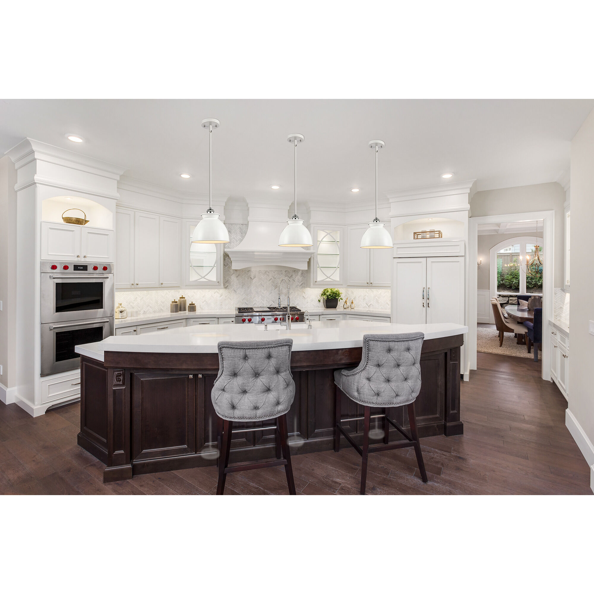 Ballston Adirondack 1 Light 8 inch White and Polished Chrome Pendant Ceiling Light in Incandescent, Glossy White, Ballston