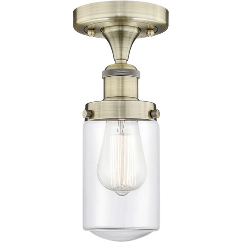 Dover 1 Light 6.5 inch Antique Brass Semi-Flush Mount Ceiling Light