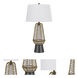 Hanko 31 inch 100.00 watt Burlap and Charcoal Black Table Lamp Portable Light, Lantern Style