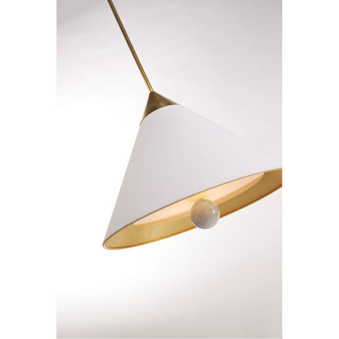 Kelly Wearstler Cleo LED 20 inch Antique-Burnished Brass Pendant Ceiling Light in Antique-Burnished Brass and White