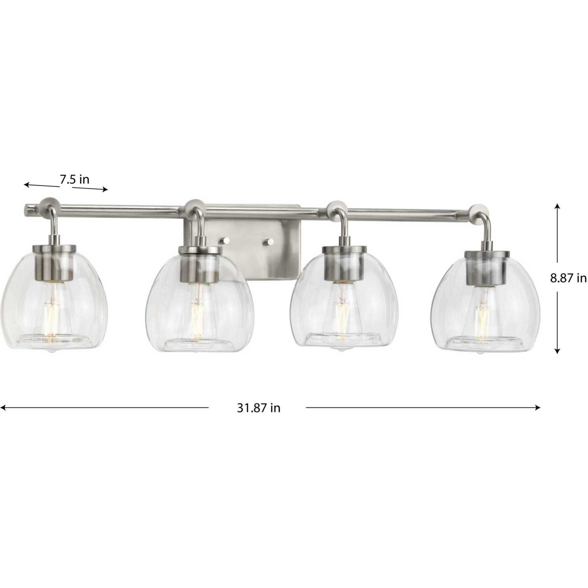 Caisson 4 Light 32 inch Brushed Nickel Bath Vanity Wall Light