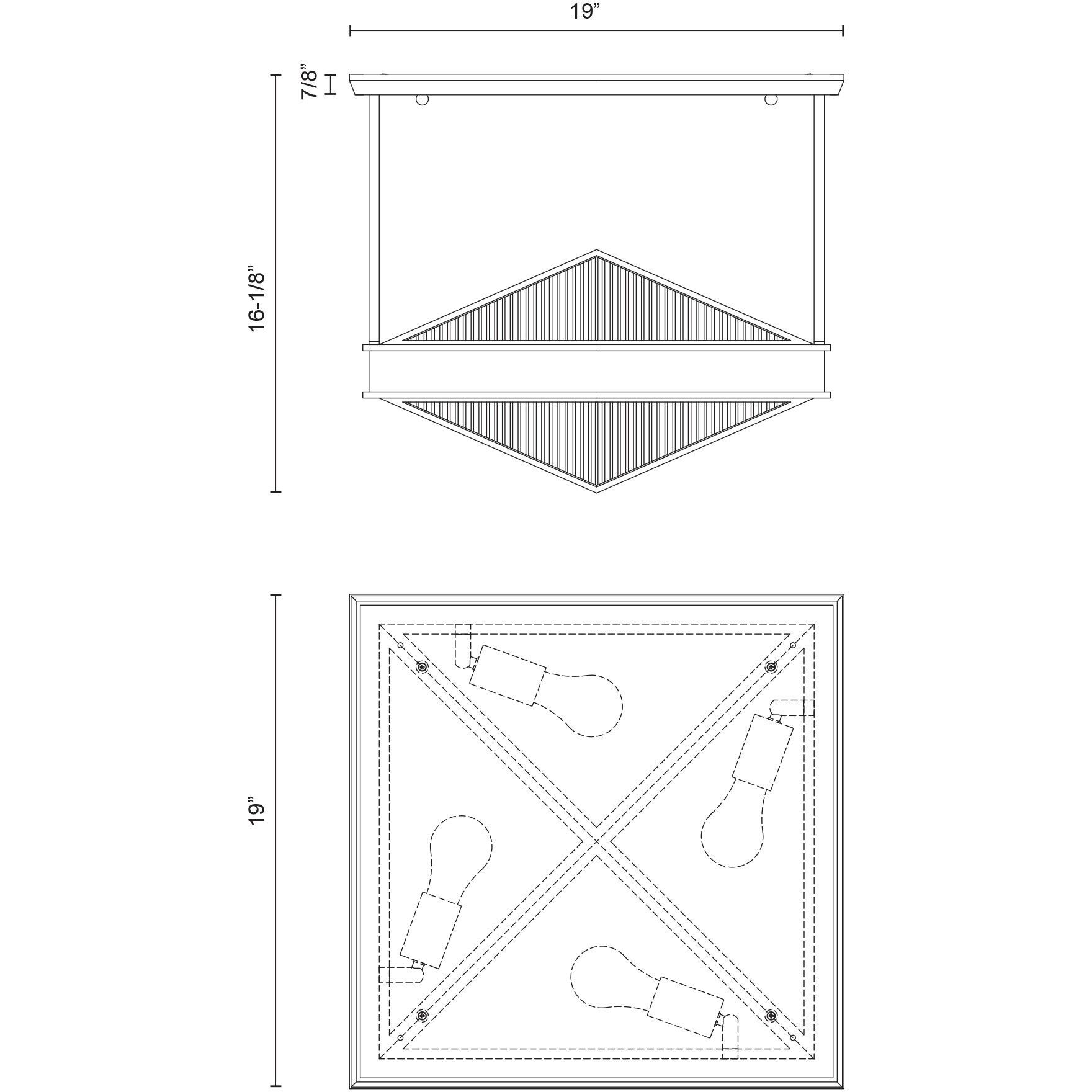 Cairo 4 Light 19 inch Vintage Brass Semi-Flush Mount Ceiling Light