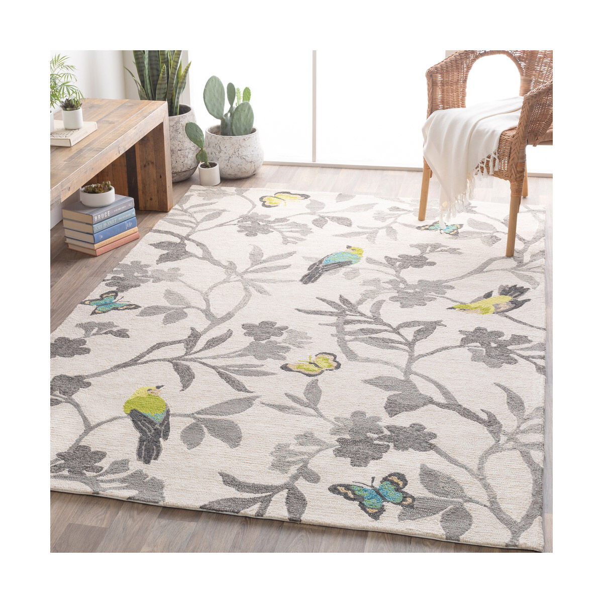 Rain 60 X 36 inch Medium Gray/Cream/Charcoal/Lime/Bright Yellow Indoor Area Rug, Rectangle